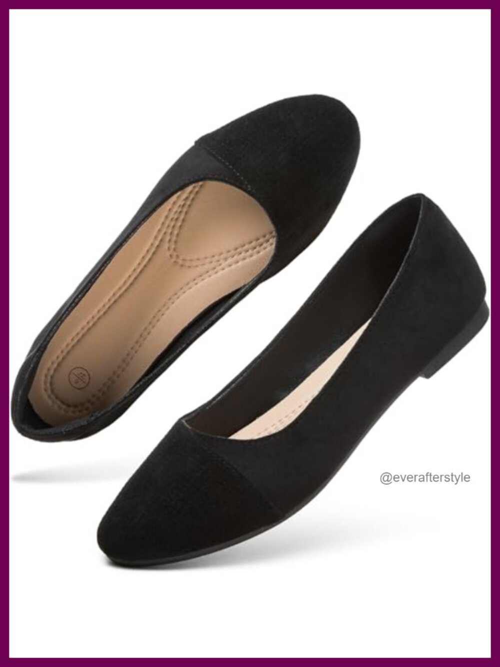 Womens Suede Ballet Flats Slip On Dress Shoes Memory Foam Round Toe